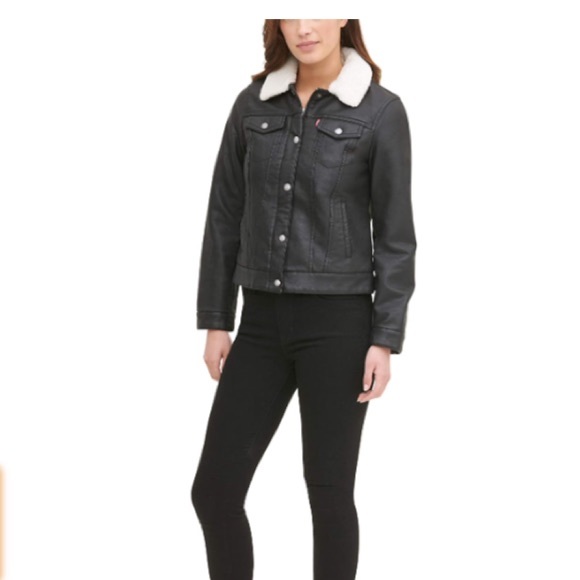Levi's Women's Sherpa Faux Leather Trucker Jacket🎀 - Picture 2 of 9